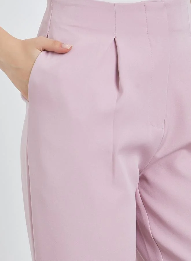 Styli Women Pink Wide Leg Trousers